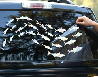 Sticker voiture poisson de mer – Sticker holographique banc de marlins, thon, maquereau pour SUV, camion ou bateau
