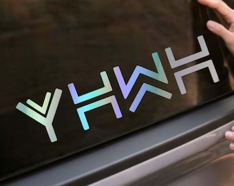 Sticker holographique YHWH - Sticker chrétien « Je suis qui je suis » pour voiture, gobelet, ordinateur portable | Cadeau de croyant - Nom de Dieu hébreu Sticker