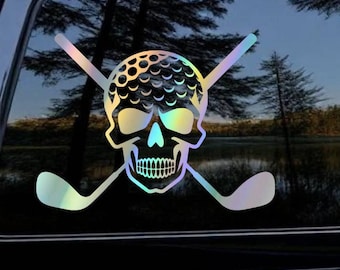 Sticker tête de mort golf pour papa – sticker vinyle cadeau pour golfeur, accessoire camion pour homme, cadeau golf fête des pères