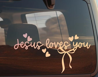 Décalcomanie holographique Jésus vous aime - Sticker chrétien en vinyle pour voiture, gobelet, ordinateur portable | Cadeau de la foi pour les croyants et les disciples de Jésus