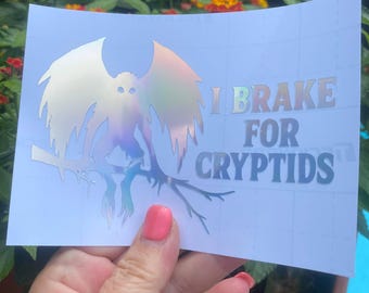 Mothman Vinyl Decal Sticker: Sarcastic Cryptid Car Laptop Decal, I Brake For Cryptids
