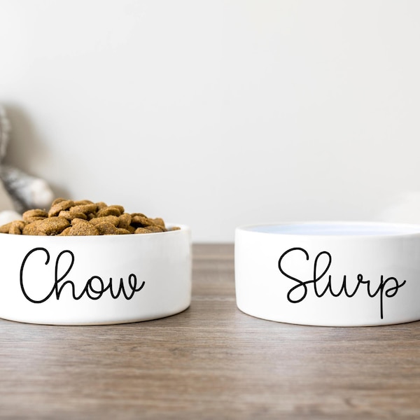 Chow Slurp dog bowl decals, funny dog bowl decal, set of two dog food bowl sticker, dog bowl decal, dog bowl sticker, dog bowl