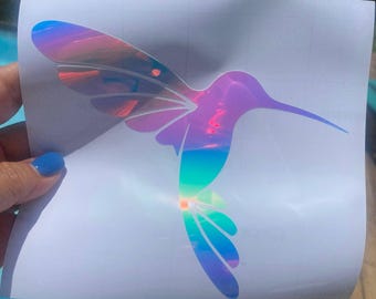 hummingbird vinyl decal sticker for car humming bird gift for Mom flying hummingbird sticker gift for friend holographic humming bird