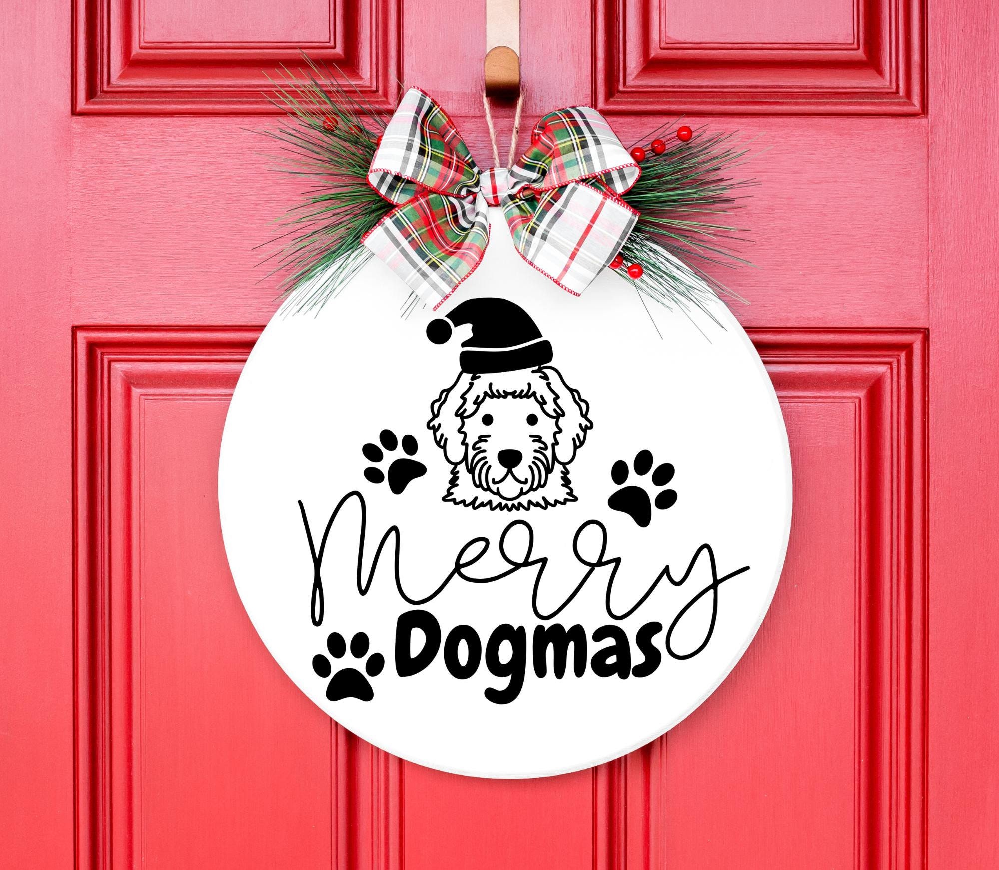 Merry Dogmas Vinyl Decal Sticker for Sign, Dog Christmas Decal