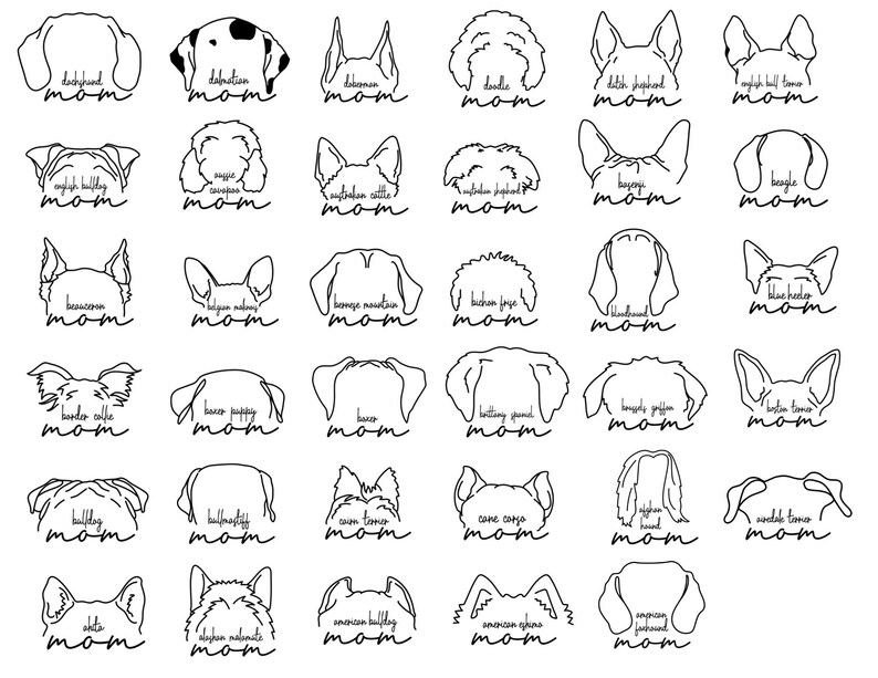 Dog Ears Vinyl Decal Dog Ear Outline Custom Dog Sticker Dog Etsy