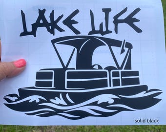 Décalcomanie de ponton Lake Life • Sticker Lake Life • Vinyle pour fenêtre de bateau de ponton • Holographique, arc-en-ciel, chrome