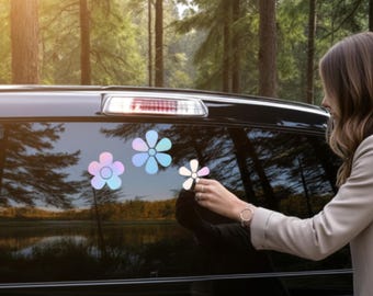 Holographic Daisy Decals – Floral Vinyl Stickers for Car, Stanley Cup