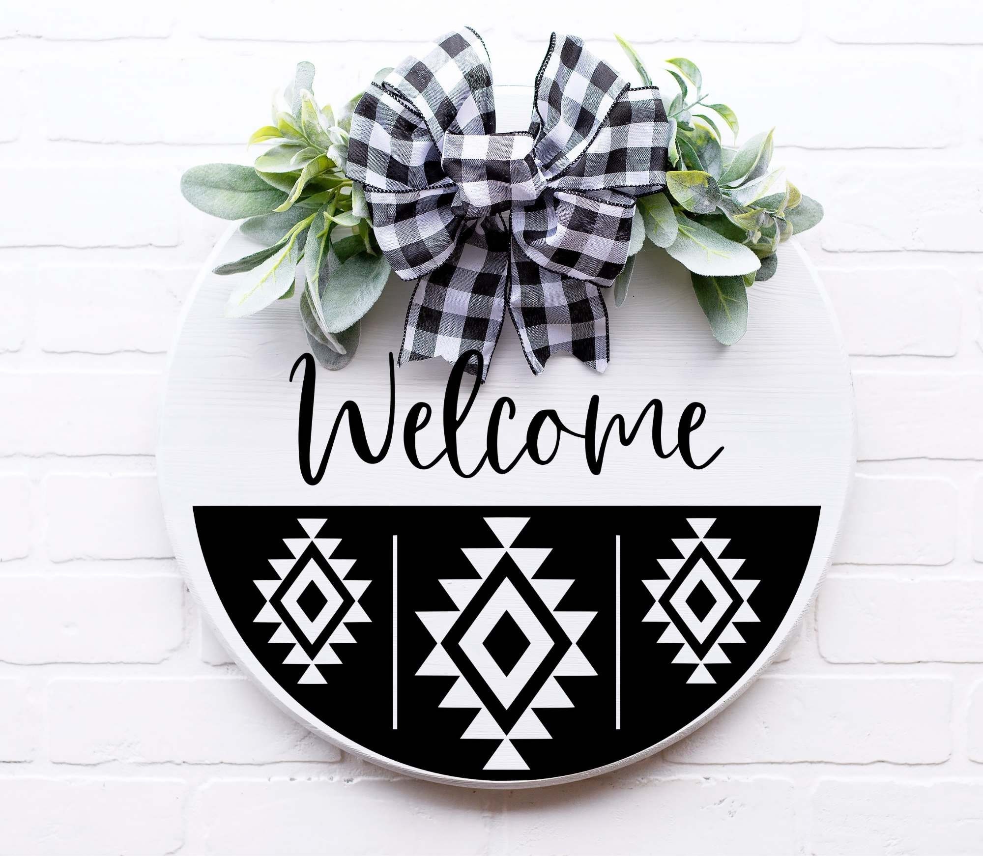 Aztec Vinyl Decal Sticker for Sign, Welcome Aztec Half Round Decal