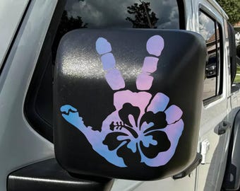 Sticker Hibiscus Wave pour véhicules tout-terrain | Autocollant en vinyle pour miroir latéral | Accessoire pour sentier d'hibiscus tropical