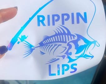 Sticker vinyle voiture lèvres Rippin, sticker pêche, sticker voiture de pêche, cadeau pour pêcheur, sticker sticker pêche drôle, pêche, poisson