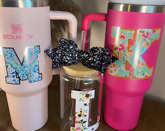 Stanley Cup Stickers, Initial Decal, holographic decal sticker, Tumbler Sticker, Water Bottle Stickers, Yeti Stickers, vinyl decals