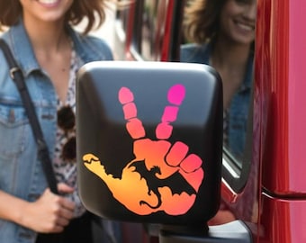 Wave Hand Dragon Decal • Peace Hand Sticker for Jeep • Trail Riding Car Window Decal • Off‑Road Car Window Vinyl.