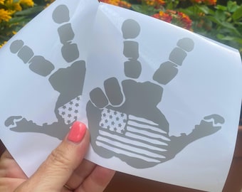 USA Flag Wave Hand Decal for Side Mirror | Patriotic Side Mirror Sticker | Off‑Road Truck Vinyl | American Flag Car Decal