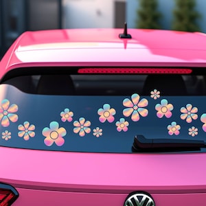 Holographic flower decal, Flower deca for car, Flower sticker for car, Holographic sticker, cute sticker for car, color changing vinyl decal