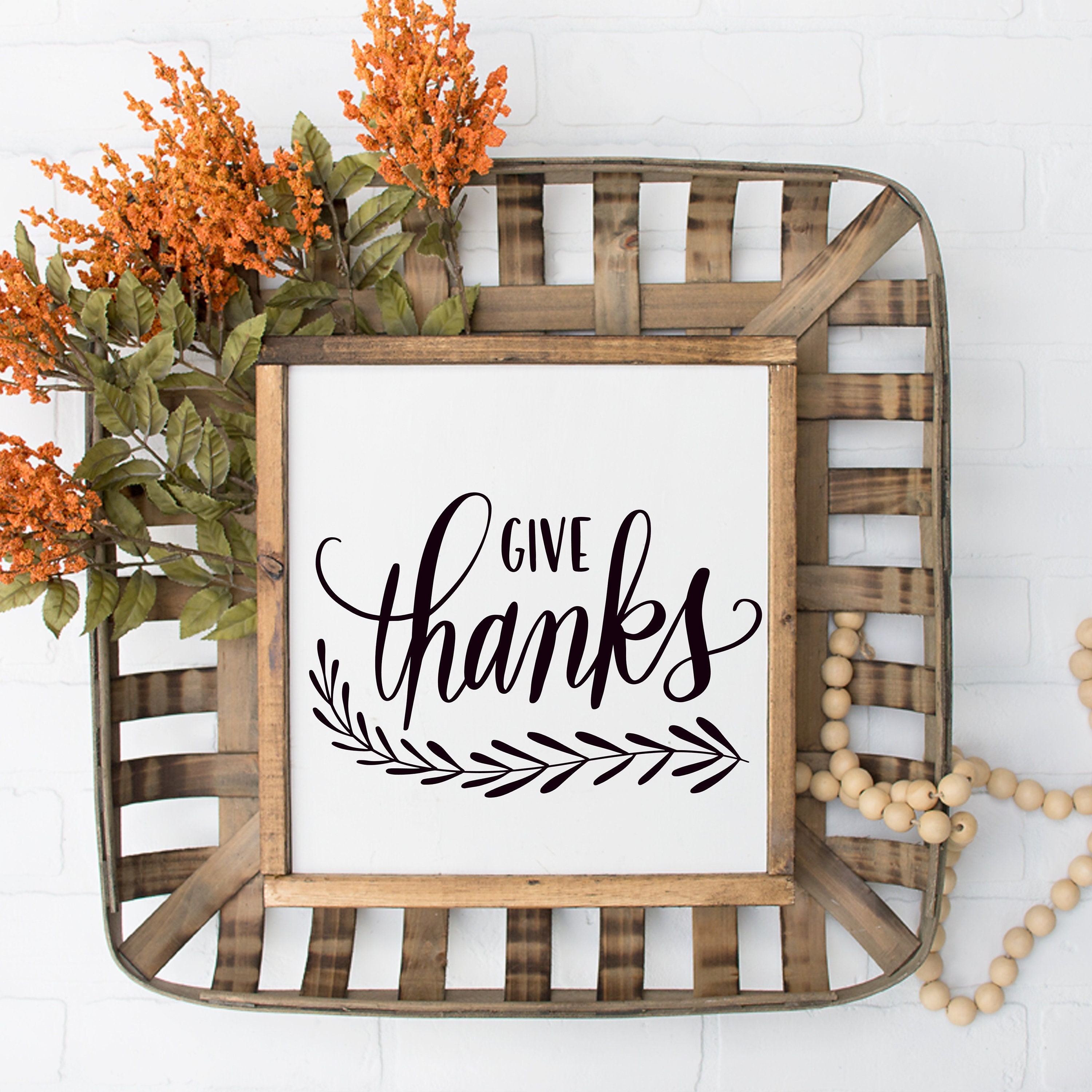 Give Thanks Vinyl Decal Sticker Decal for Wood Signs Sticker 