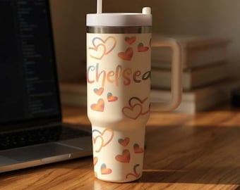 Stanley Cup Stickers, hearts decals sheets, Stanley Accessories, Tumbler Sticker, Water Bottle Stickers, holographic heart stickers