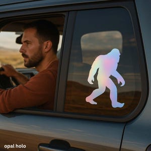 Bigfoot Holographic Vinyl Car Decal Sticker | Funny Sasquatch Car Sticker | Cryptid Gift for Bigfoot Fans