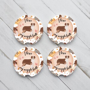 Aussie car coasters, Red tri Aussie coasters, Aussie car coaster set, cute Aussie lover gift, Aussie Mom, Aussie mom gift, wiggle butt