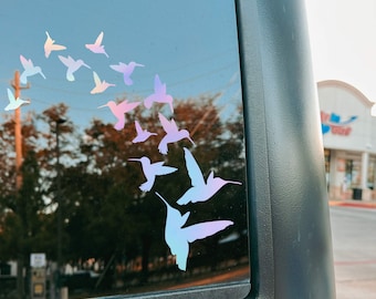 humming bird car decal sticker holographic decal for hummingbird lover gift for Mom hummingbird sticker for car humming bird swarm