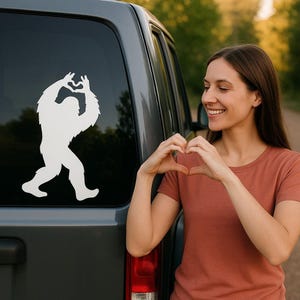 Bigfoot  heart hands holographic opal vinyl decal sticker for car, Bigfoot car decal, Bigfoot car sticker, Bigfoot holographic sticker