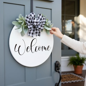 Welcome Vinyl Decal for DIY Sign Projects – Perfect for Wood Rounds, Front Doors & Handmade Gifts – Multiple Sizes and Colors image 1