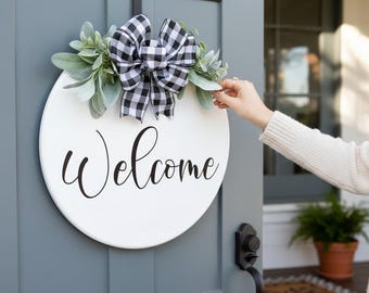 Welcome Vinyl Decal for DIY Sign Projects – Perfect for Wood Rounds, Front Doors & Handmade Gifts – Multiple Sizes and Colors