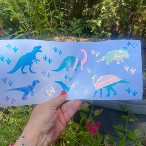 Dinosaur  sheet Hidden Easter Egg Decals, Tiny T-Rex decal, Small dinosaur decal for cars, Hidden Truck Decal,  holographic dinosaur