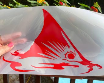 Décalcomanie de sébaste • Sticker de tambour rouge • Vinyle de pêche pour bateaux, camions, glacières • Silhouette de queue de sébaste • Cadeau de pêcheur