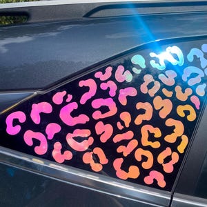 Leopard holographic car decal,  Cheetah Print Decal, Holographic Leopard Decal, Holographic Leopard, Laptop Decal, Car Decal, Cup decal