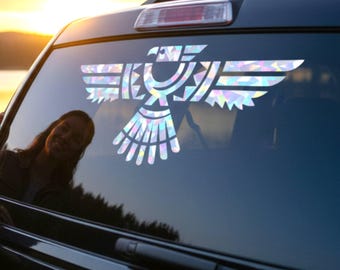 Thunderbird Tribal Vinyl Decal – Native American Cryptid Sticker, Mythical Bird Car Window Decor