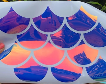 Mermaid scales vinyl decal sticker for side door, sticker mermaid scales holographic car decal gift for beach lover ocean decal gift ocean