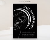 Editable Halloween Party Invitation Announcement Template Minimalist Halloween Invite Printable Instant Download