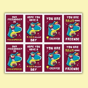 Dinosaur Flashcards, Valentine&#39;s Day Cards, Kids Cards, Dinosaur Valentine&#39;s Day Cards, Dino Flashcards, PDF Download, Digital Download,