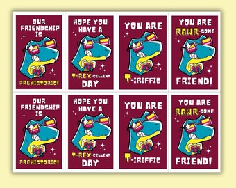 Dinosaur Valentine's Day Cards: Kids Dino Flashcards (PDF Download)