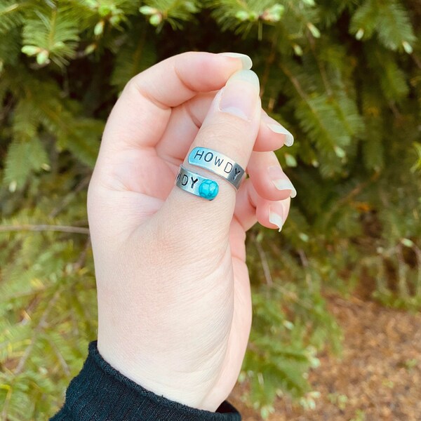 Howdy Howdy turquoise stamped ring