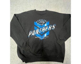 Sudadera vintage de los Carolina Panthers de 1997, marca Hanes, para hombre, talla XL, color negro, cuello redondo, estilo años 90, de la NFL.