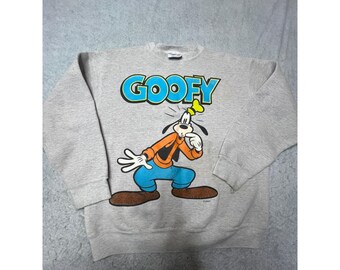 Vintage Velva Sheen Disney Goofy Sweatshirt Mens L Gray Made USA 90s Crew rare