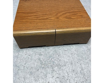 Vintage Faux Wood Grain 24 Cassette Tape Storage Cabinet Dual Drawer Organizer