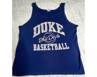 Vintage 80s Champion Duke Blue Devils Basketball Tank Top Mens XL Blue USA Made