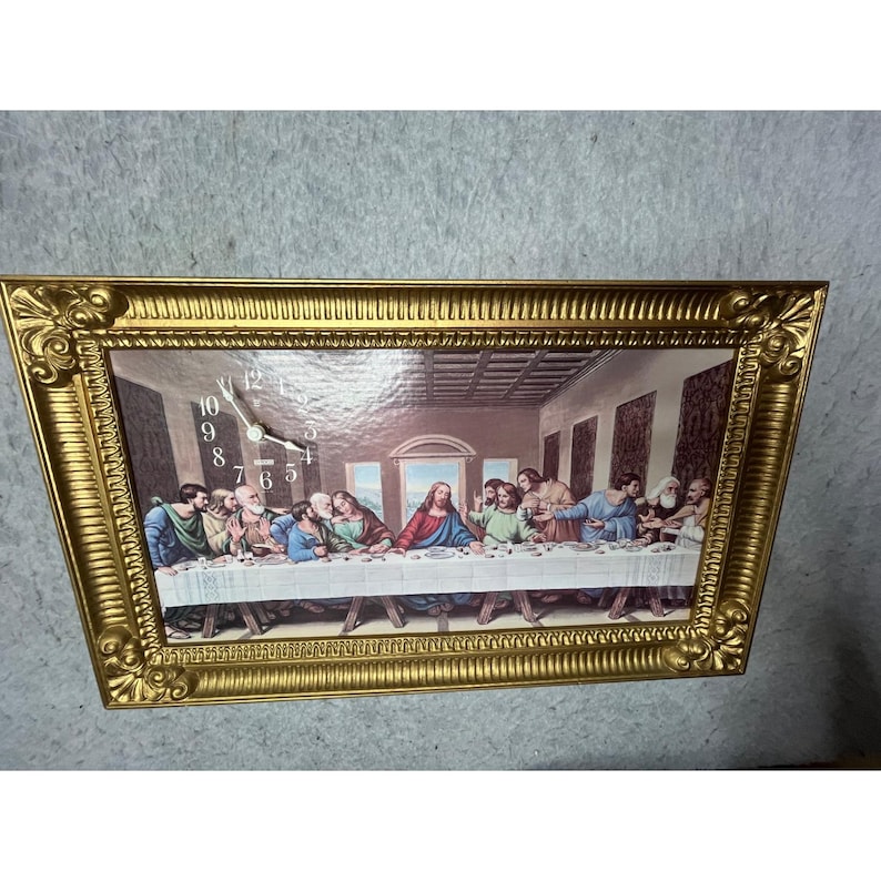 Buy Vintage Syroco the Last Supper Wall Clock Ornate Gold Frame ...