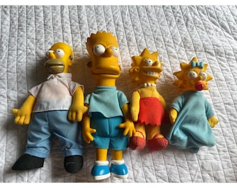 Vintage 1990 The Simpsons Plush Doll Set Homer Bart Lisa Maggie Matt Groening