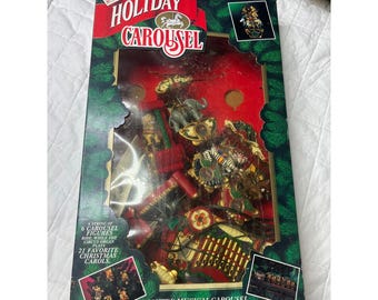 Mr Christmas Holiday Carousel 1992 Musical Animated 6 Figures 21 Carols Vintage