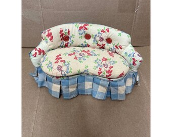Tender Heart Treasures Vintage doll Sofa Trinket Jewelry Box Floral Gingham
