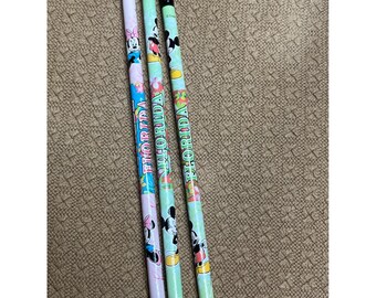 Disney Florida Mickey Minnie Mouse Souvenir Pencils Set of 3 vintage Floral