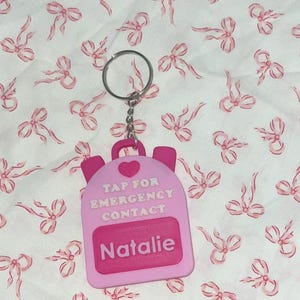 Emergency Contact Keychain, Back to School Keychain, Backpack Keychain,