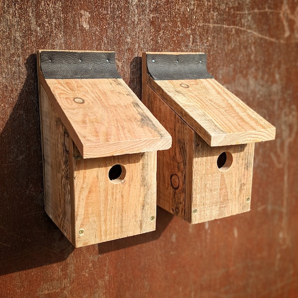 Handmade Bird Box from Reclaimed Wood for Cold Tits / Marsh Tits / Blue Tits / Swift / House & Tree Sparrows - 25mm + 30mm available