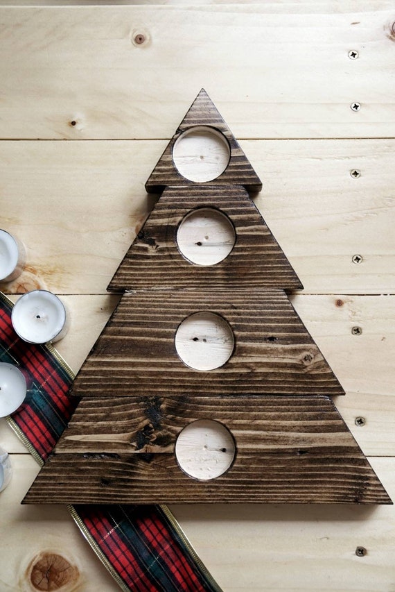 Handmade Christmas Tree Candle Holder Reclaimed Wood / Festive Etsy UK