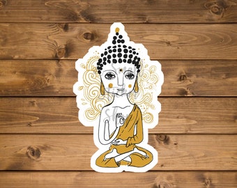 Buddha sticker, waterproof vinyl sticker, small clear sticker, laptop sticker, wall sticker, die cut sticker, spiritual sticker