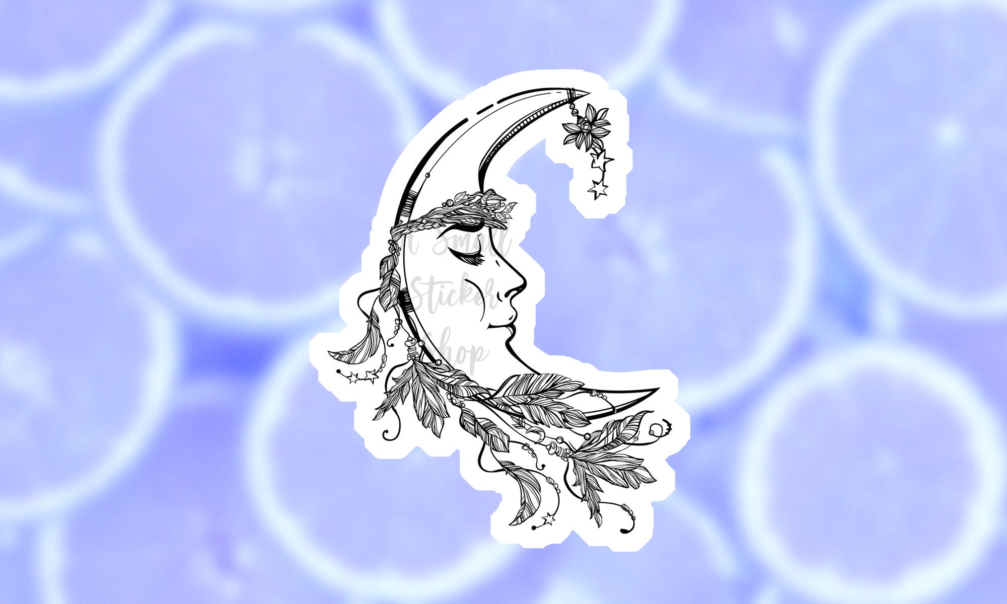 small moon sticker celestial sticker aesthetic moon sticker etsy