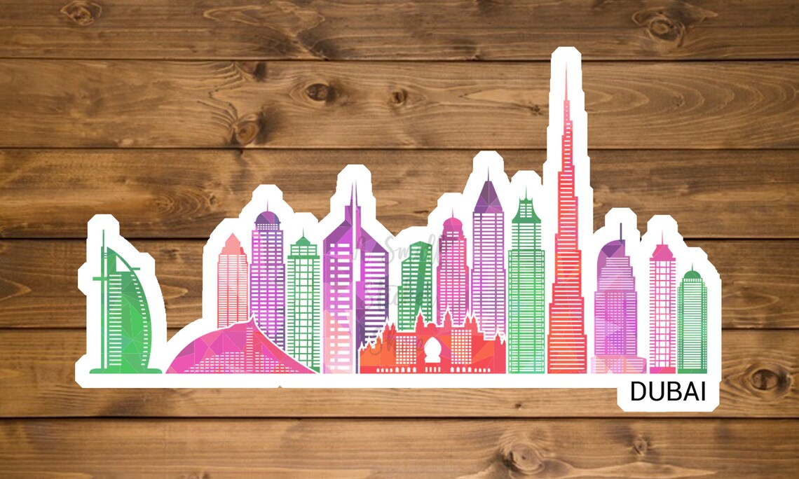 Dubai Sticker City stickers travel the world Burj Khalifa Etsy